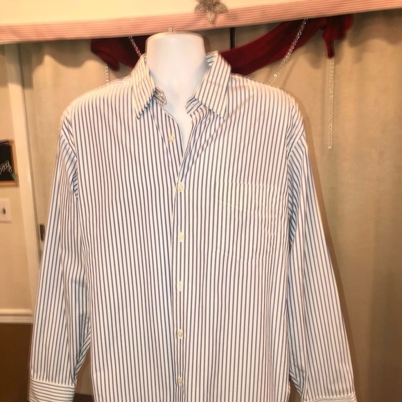 J. Crew Other - J Crew White and Blue Striped Dress Shirt L 16-16 1/2